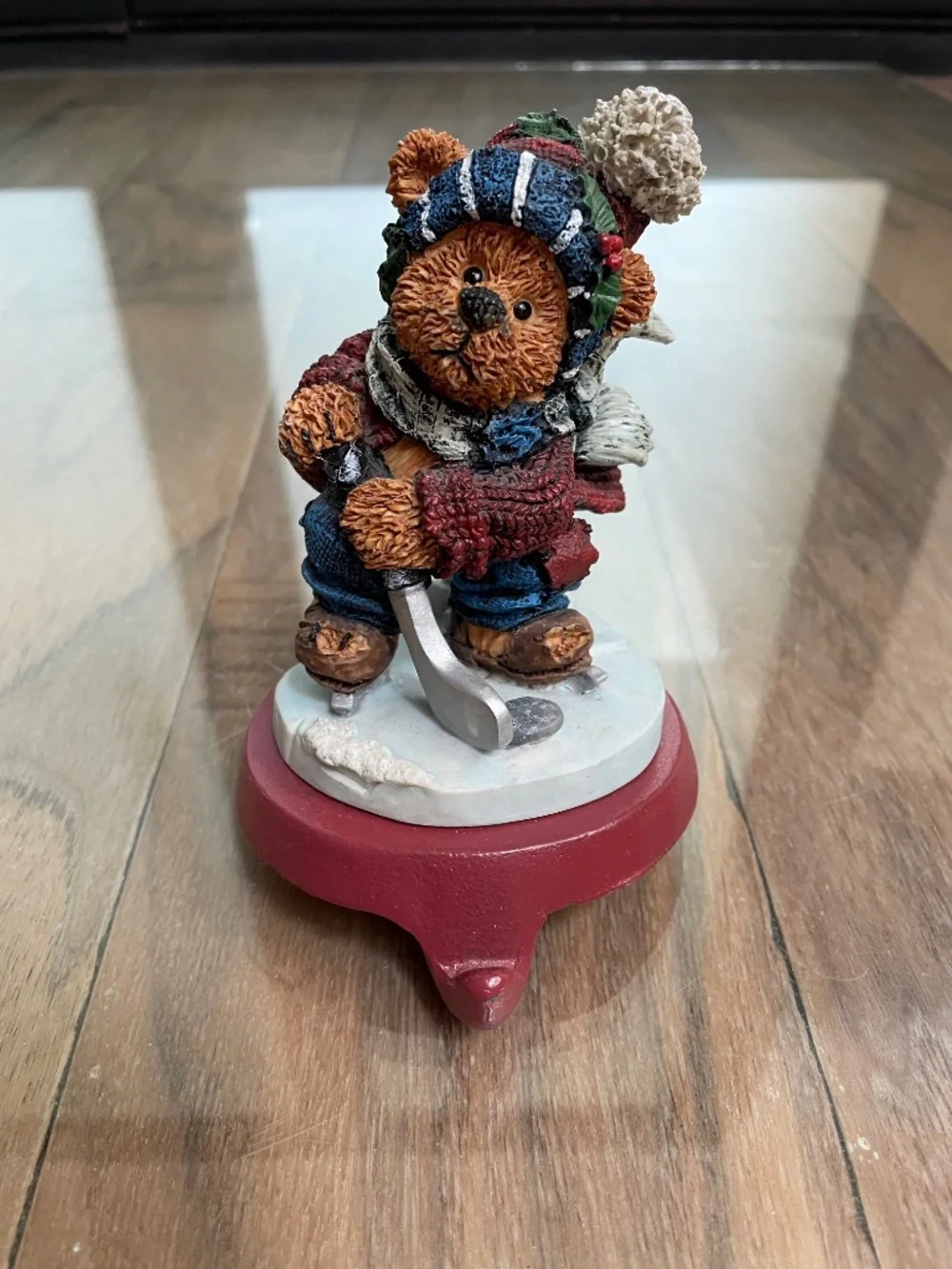 New Hockey Bear Christmas Stocking Mantel Hook